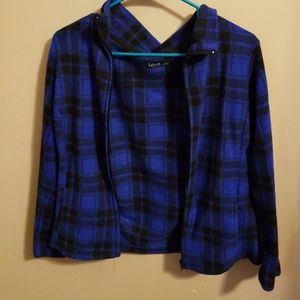 Fleece plaid zip up